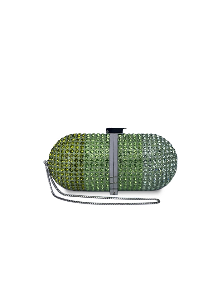 Marzook Green Pill Crystal Clutch   Swarovski Resin Bag